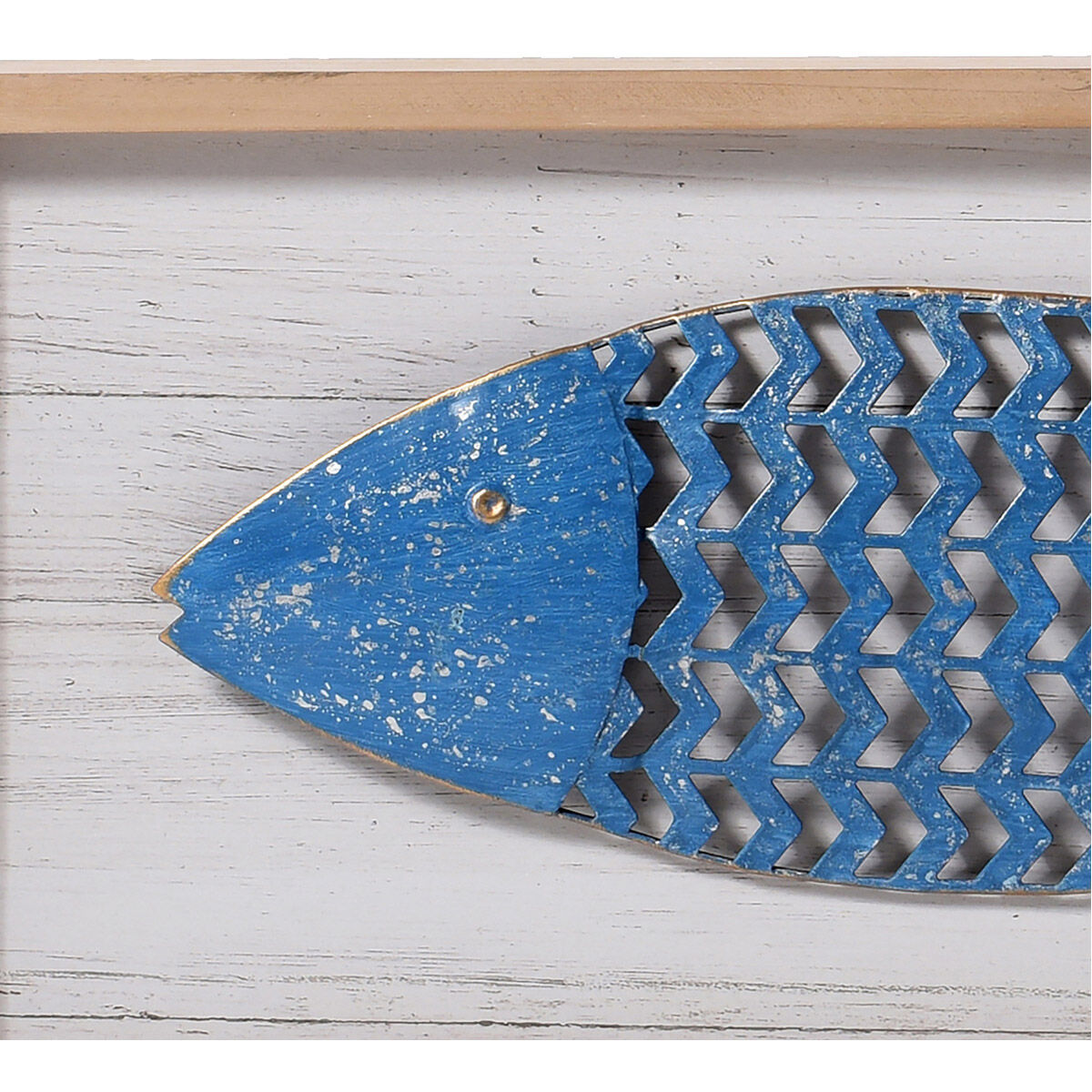 School of Three Matte Blue and White Wall Art 